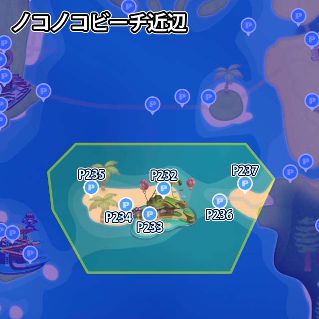 ノコノコビーチ近辺にあるPスイッチのミッション6個のマップ