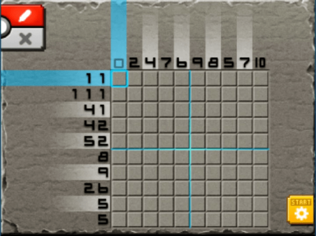 The puzzle of Mural Mode of Pokemon Picross [M01 | Primal Groudon ] From top [5] and from left [8].