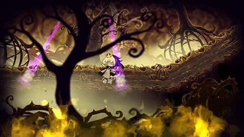 【嘘つき姫と盲目王子】魔女の館-古き童話の残照で地面から出る紫色の光